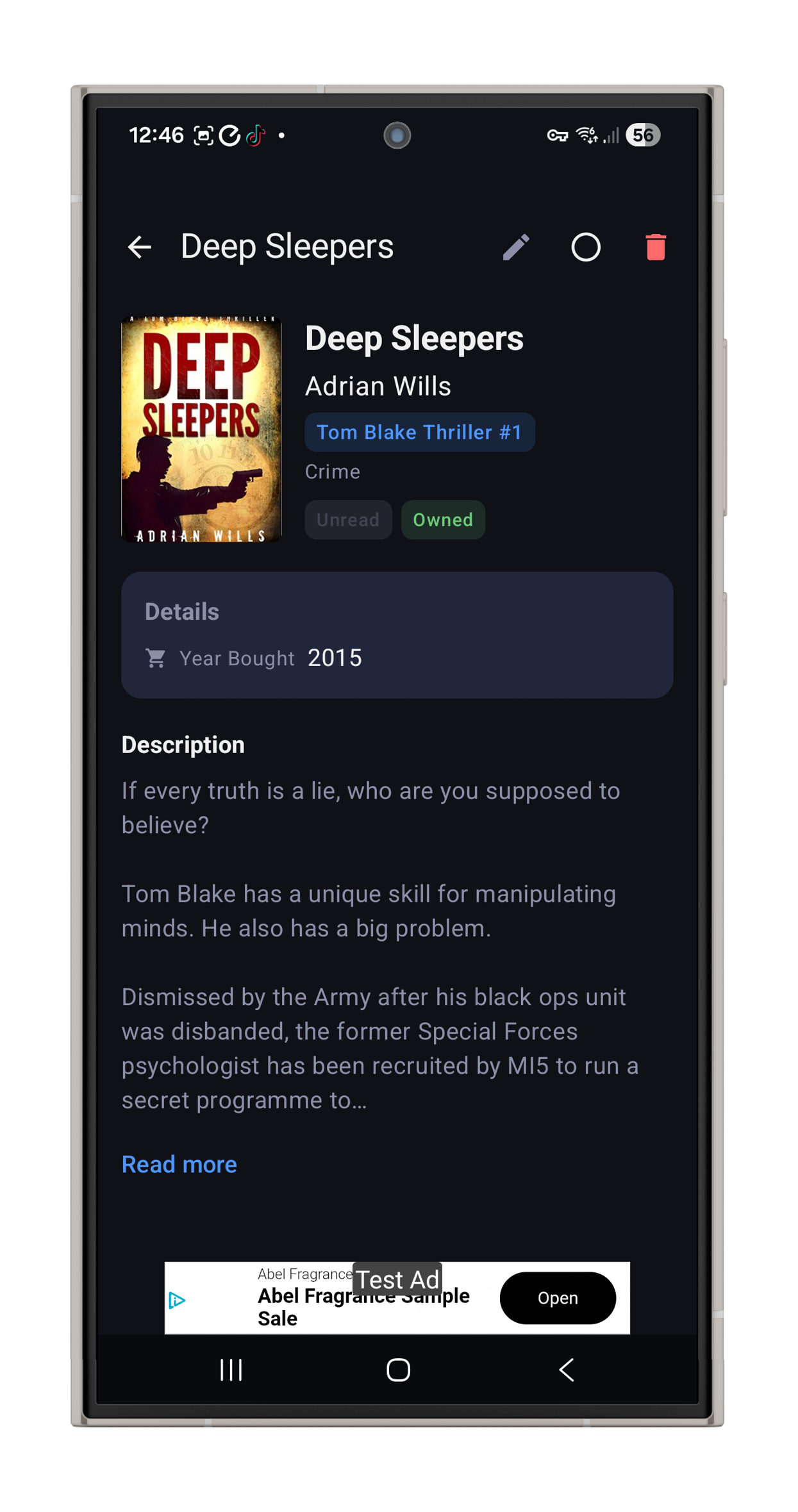 Booke book details screen